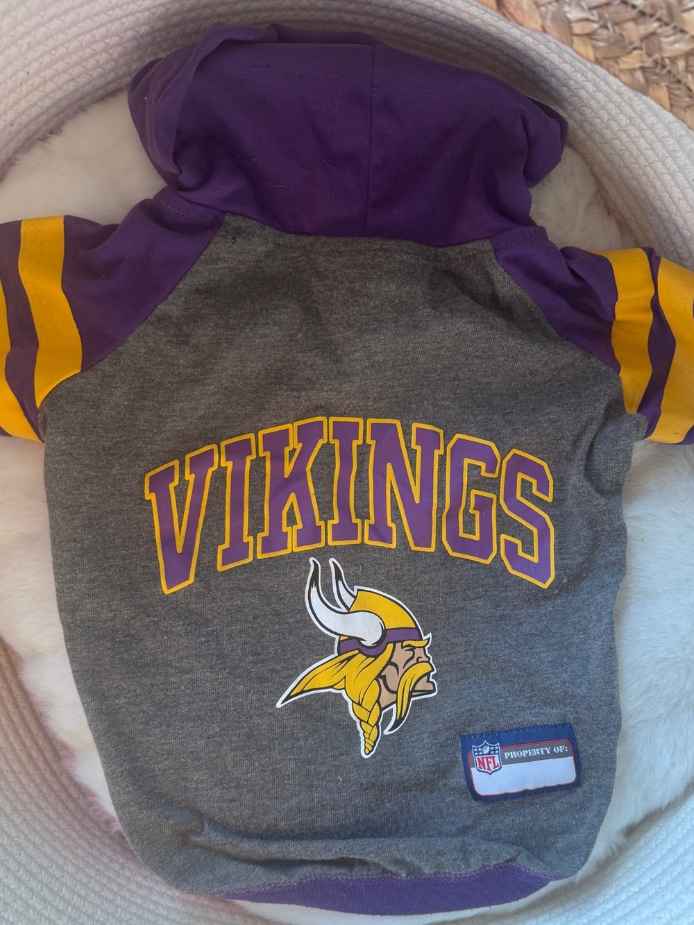 Minnesota Vikings NFL Dog Cat Throwback Hoodie Tee by Pets First - Size Small - Picture 2 of 15